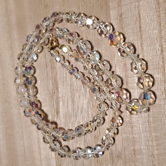 Vintage Jewelry Vintage Clear Aurora Borealis Crystal Necklace